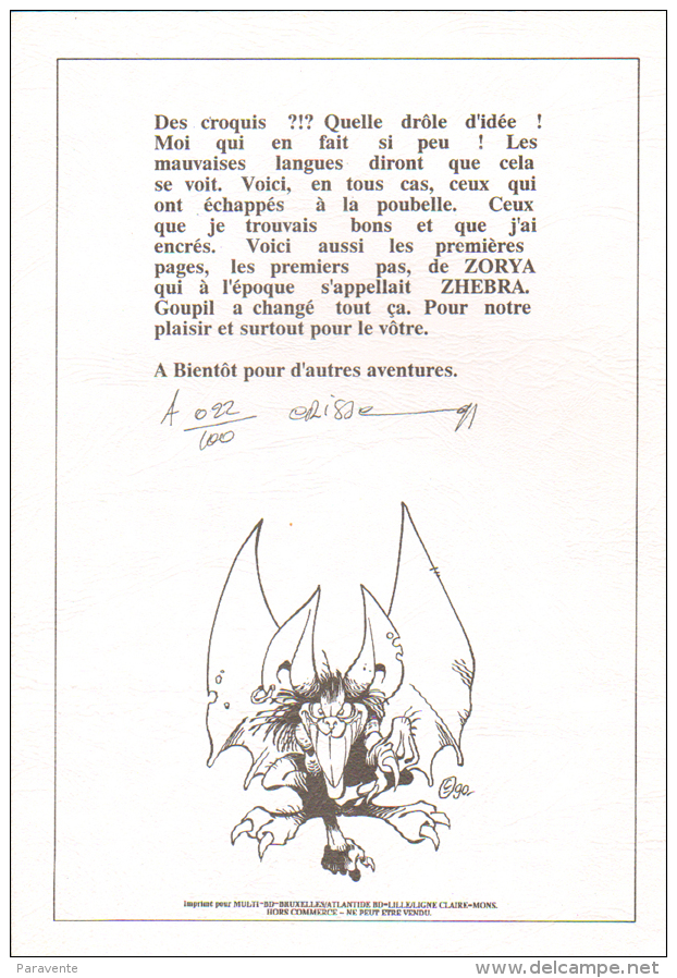 CRISSE : CARNET DE CROQUIS ZHEBRA ( Avant EPEE DE CRISTAL ) - Other & Unclassified