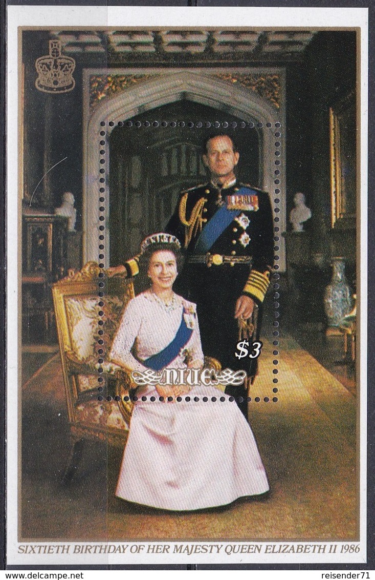 Niue 1986 Geschichte History Persönlichkeiten Herrscher Königshäuser Royals Königin Elisabeth II. Philip, Bl. 101 ** - Niue