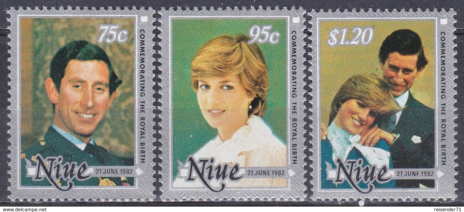 Niue 1982 Geschichte History Persönlichkeiten Herrscher Königshäuser Royals Charles Diana William, Aus Mi. 642-7 ** - Niue