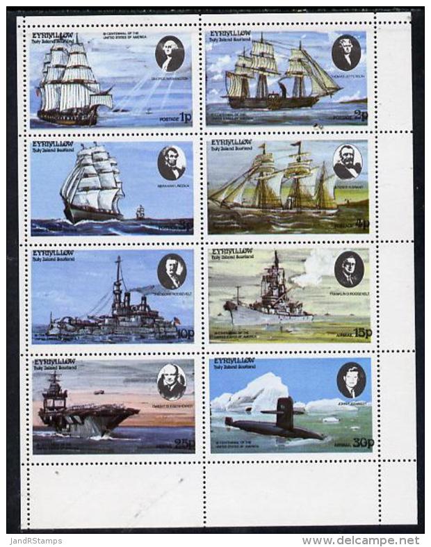 7979 Eynhallow 1976 USA Bicentenary (Ships &amp; US Presidents) Perf  Set Of 8 Values Unmounted Mint - Ships