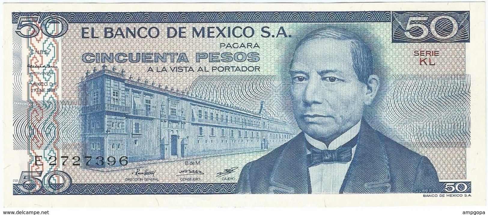 México 50 Pesos 27-1-1981 KL Pick 73 UNC - México