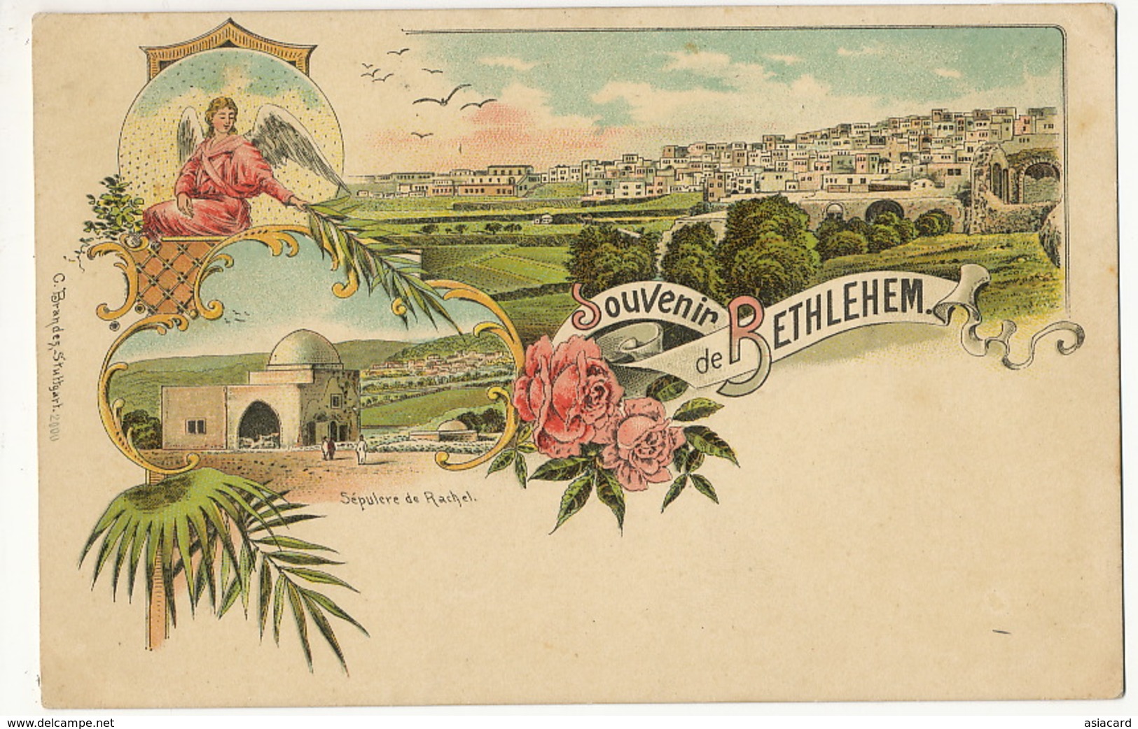 Souvenir De  Bethlehem Litho Color  Brandes Stuttgart  Rachel - Palestine