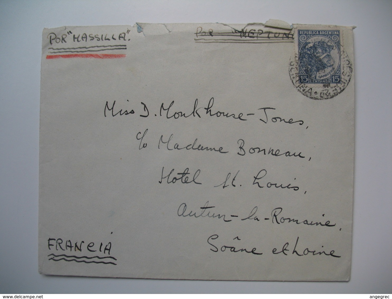 Lettre  1938   Argentine  Voyagé Par Avion Pour La France Seine Et Oise - Lettres & Documents