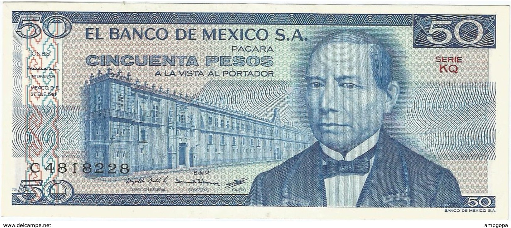 México 50 Pesos 27-1-1981 KQ Pick 73 UNC - México