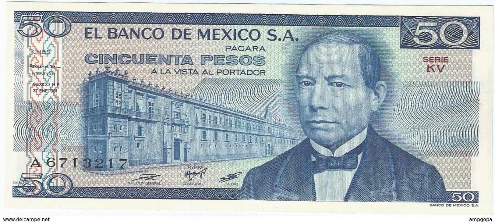 México 50 Pesos 27-1-1981 KU-KV Pick 73 UNC - Mexico