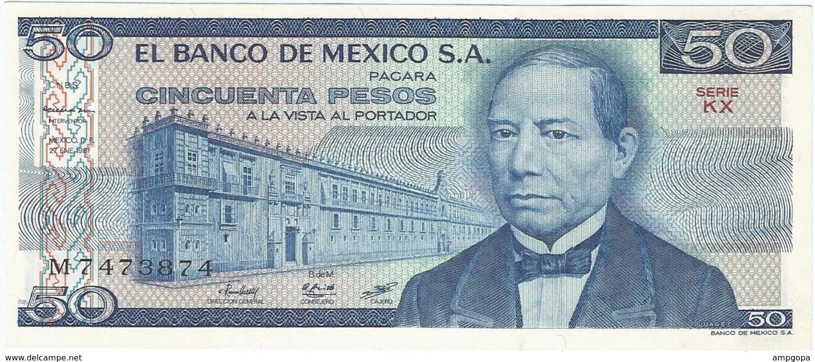 México 50 Pesos 27-1-1981 KX Pick 73 UNC - México