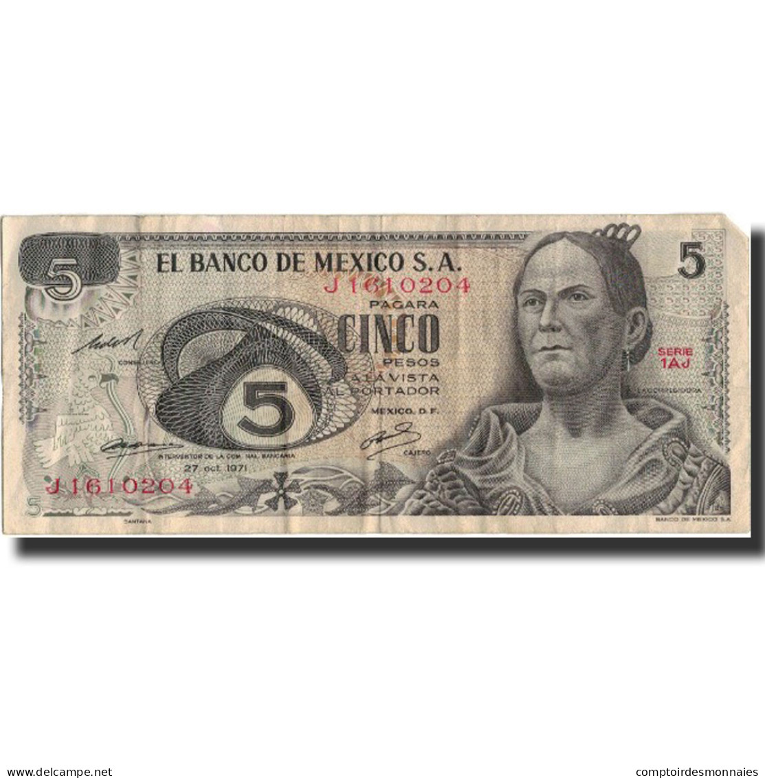 Billet, Mexique, 5 Pesos, 1971, 1981-01-27, KM:62b, TB+ - Mexique