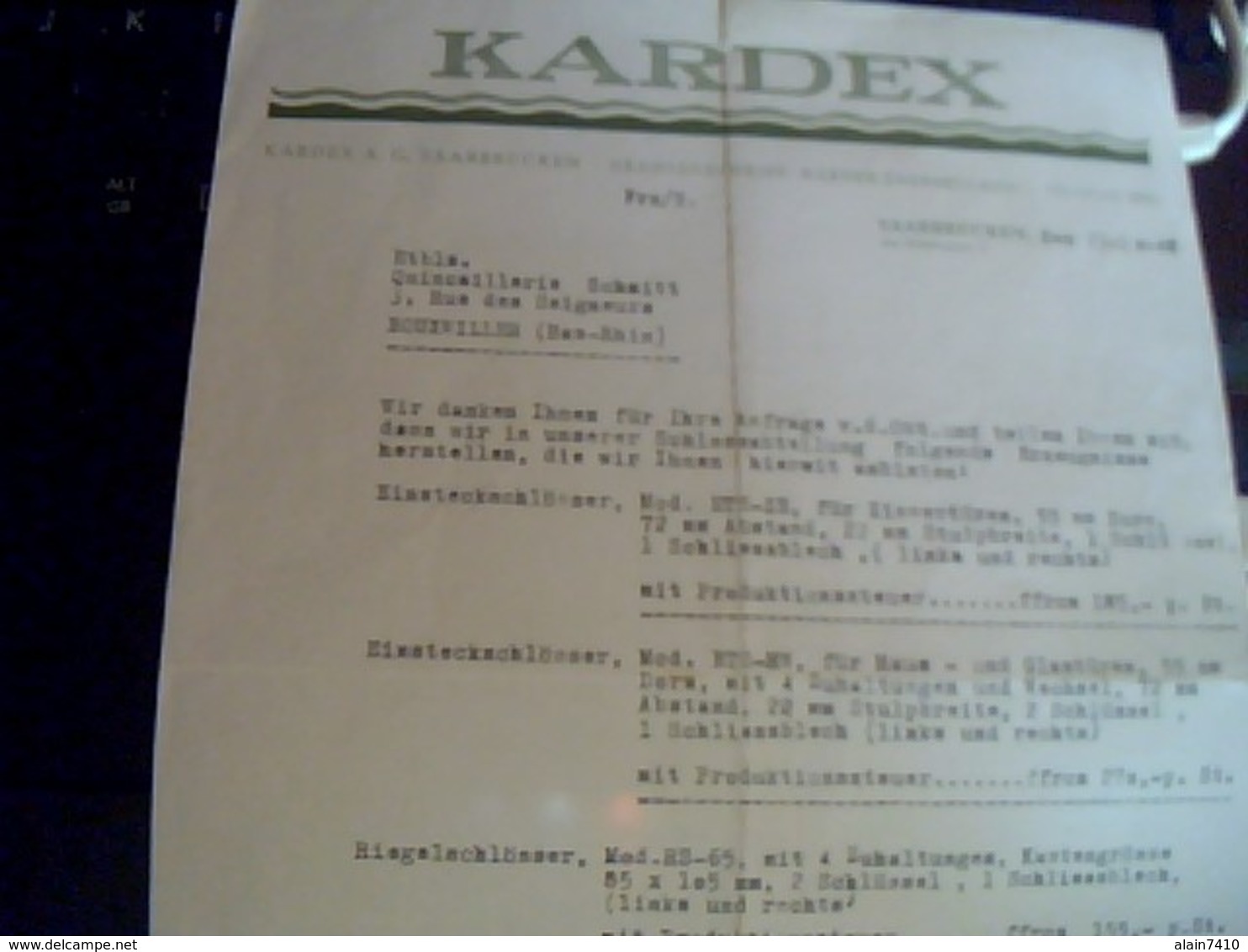 Facture Allemande De 1948  Kardex A  Saarbrucken Ecrite En Allemand Lettre A Entete - 1900 – 1949