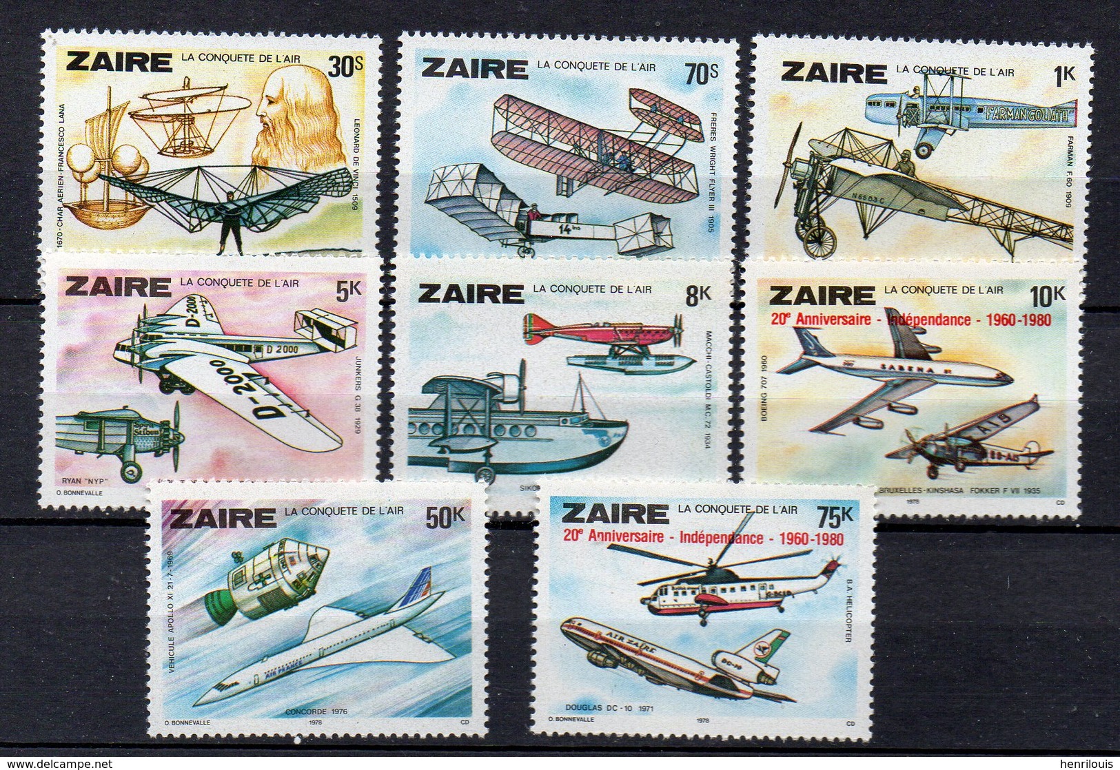 ZAIRE  Timbres Neufs ** De 1978 ( Ref 5290 ) Transport - Avion - Neufs