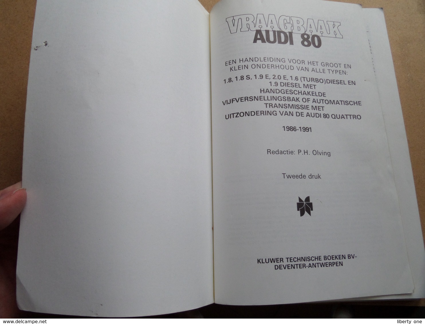 AUDI - Vraagbaak AUDI 80 Benzine- En Dieselmodellen 1986 - 1991 Met Alle Afstelgegevens ( Tweede Druk - Kluwer ) ! - Voitures