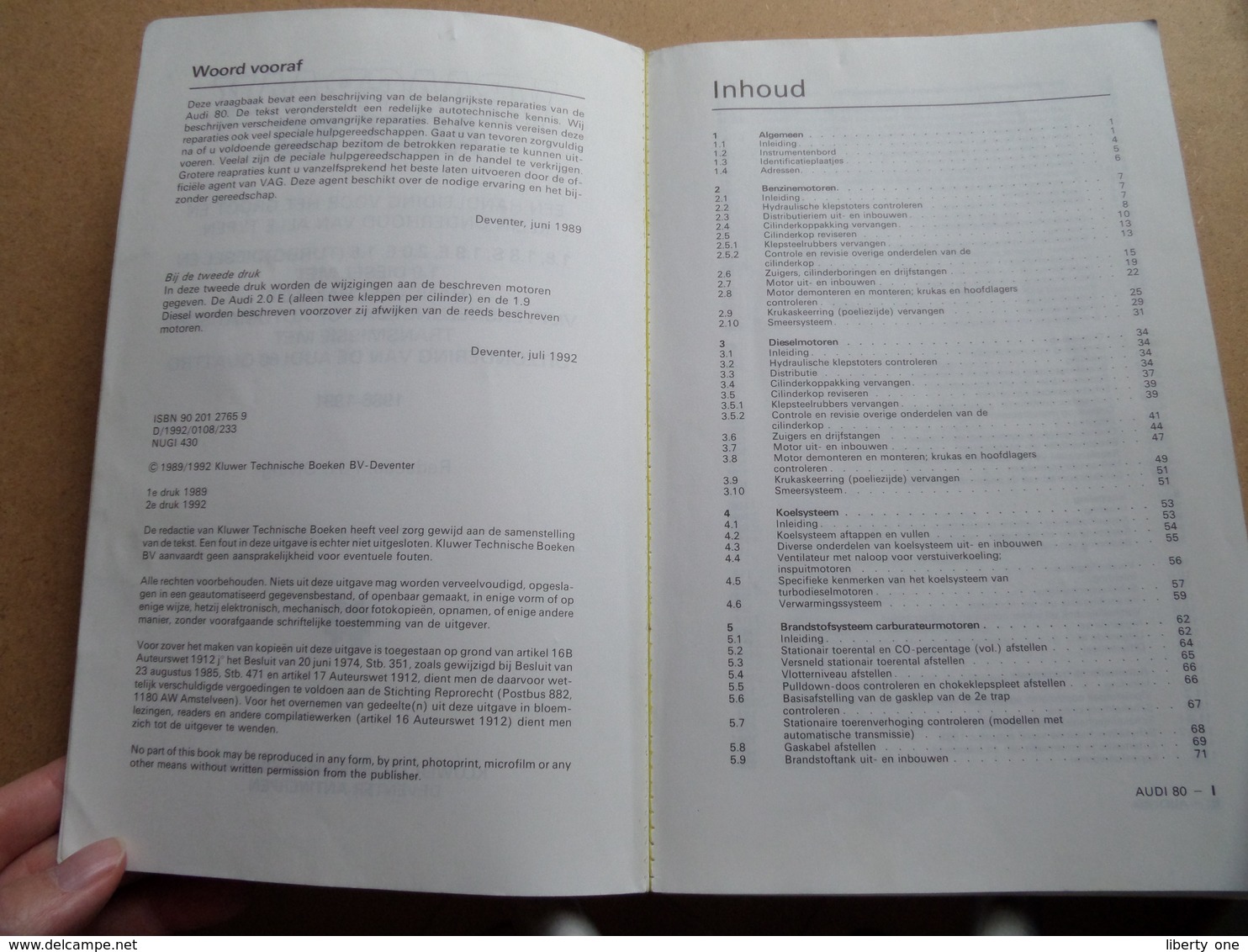 AUDI - Vraagbaak AUDI 80 Benzine- En Dieselmodellen 1986 - 1991 Met Alle Afstelgegevens ( Tweede Druk - Kluwer ) ! - Voitures