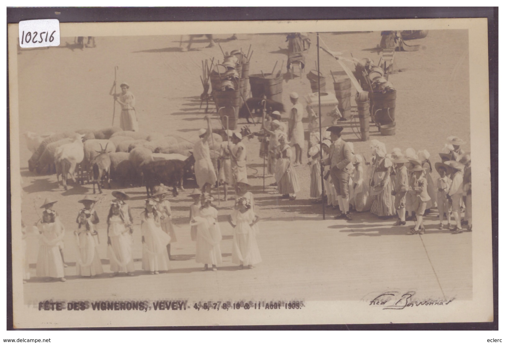 VEVEY - FETE DES VIGNERONS 1905 - EDITION FRED BOISSONNAS - CARTE CIRCULEE SANS TIMBRE CAR MILITAIRE - TB - Vevey