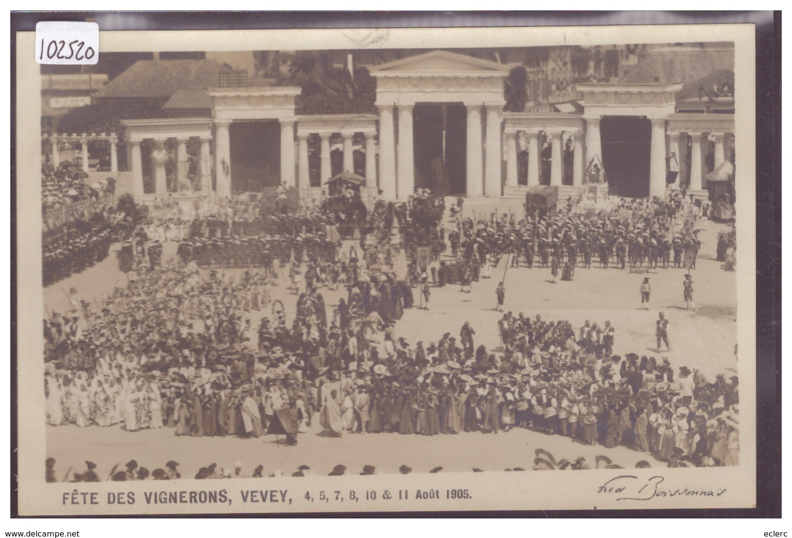 VEVEY - FETE DES VIGNERONS 1905 - EDITION FRED BOISSONNAS - CARTE CIRCULEE SANS TIMBRE CAR MILITAIRE - TB - Vevey