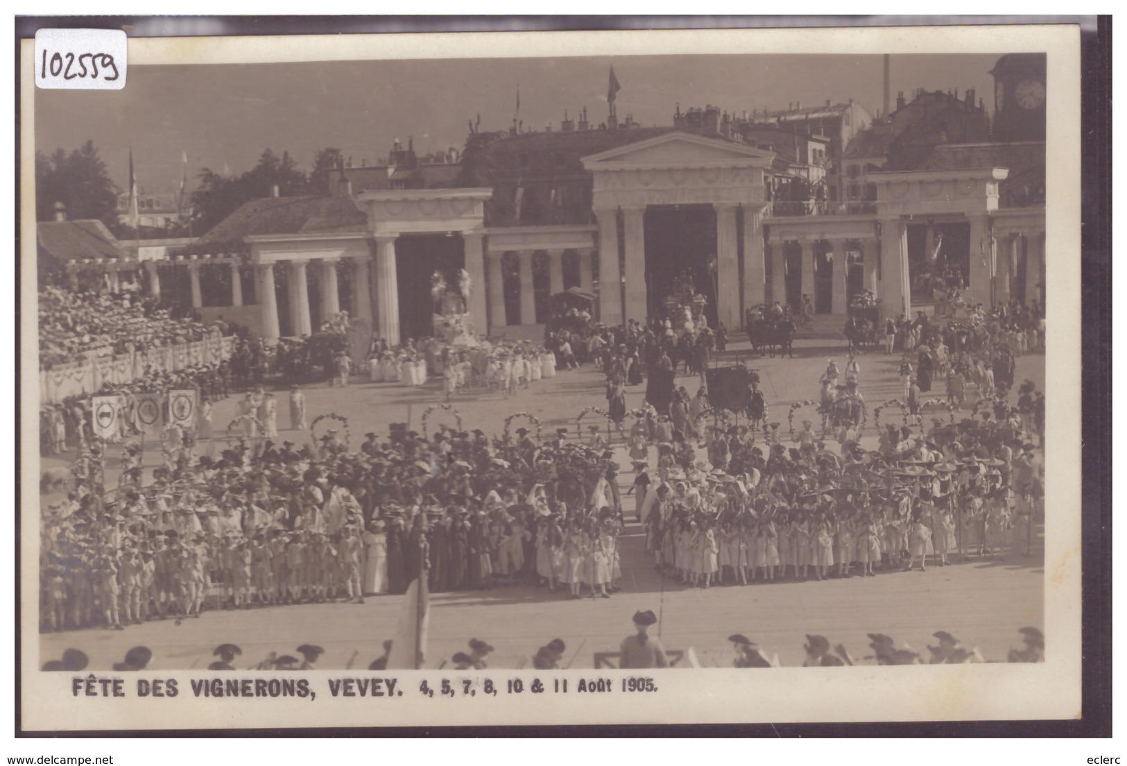 VEVEY - FETE DES VIGNERONS 1905 - EDITION: FISCHER FRERES, VEVEY - CARTE CIRCULEE SANS TIMBRE CAR MILITAIRE - TB - Vevey