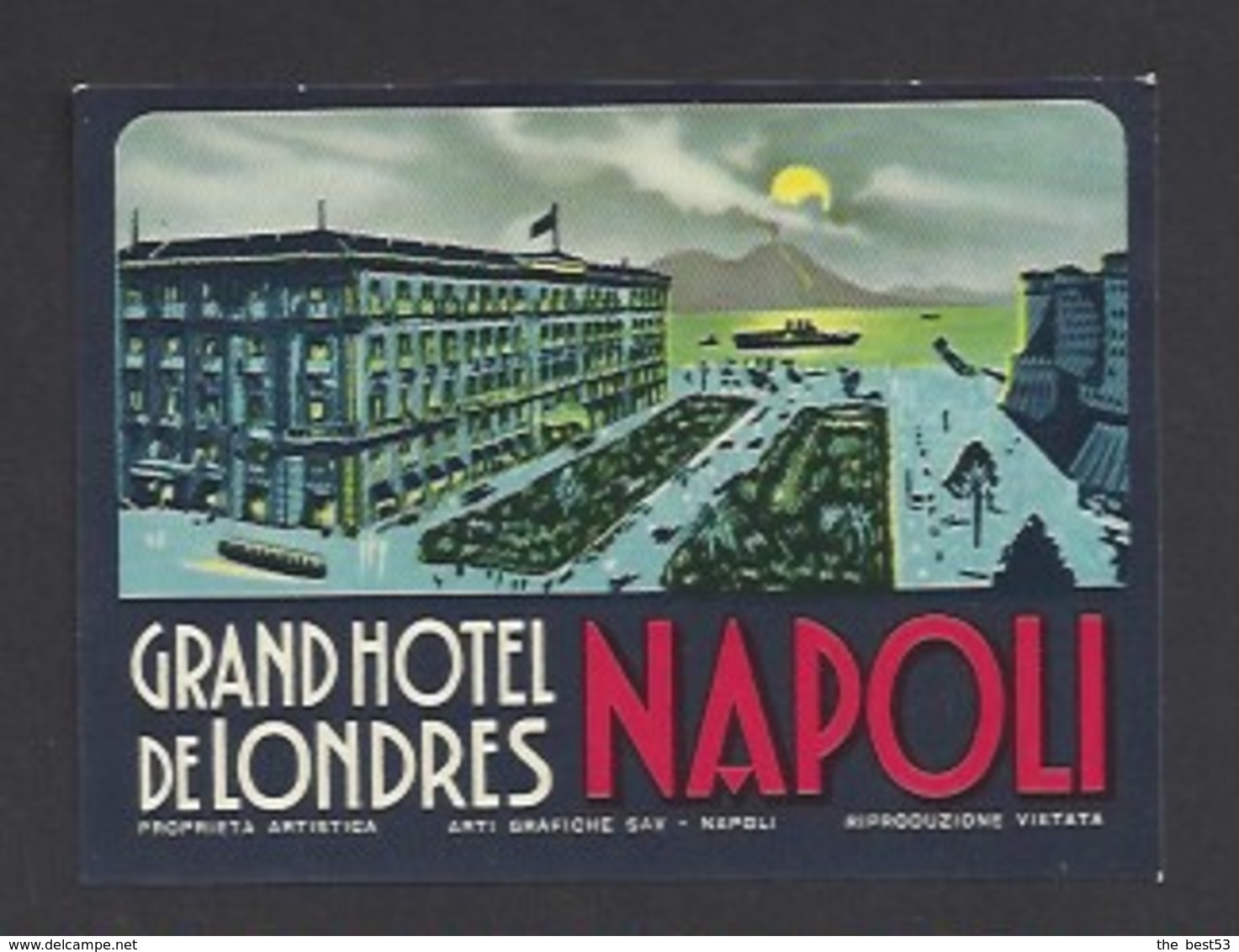 étiquette Valise  -  Hôtel De Londres  à  Napoli  (Naples)    Italie - Hotel Labels