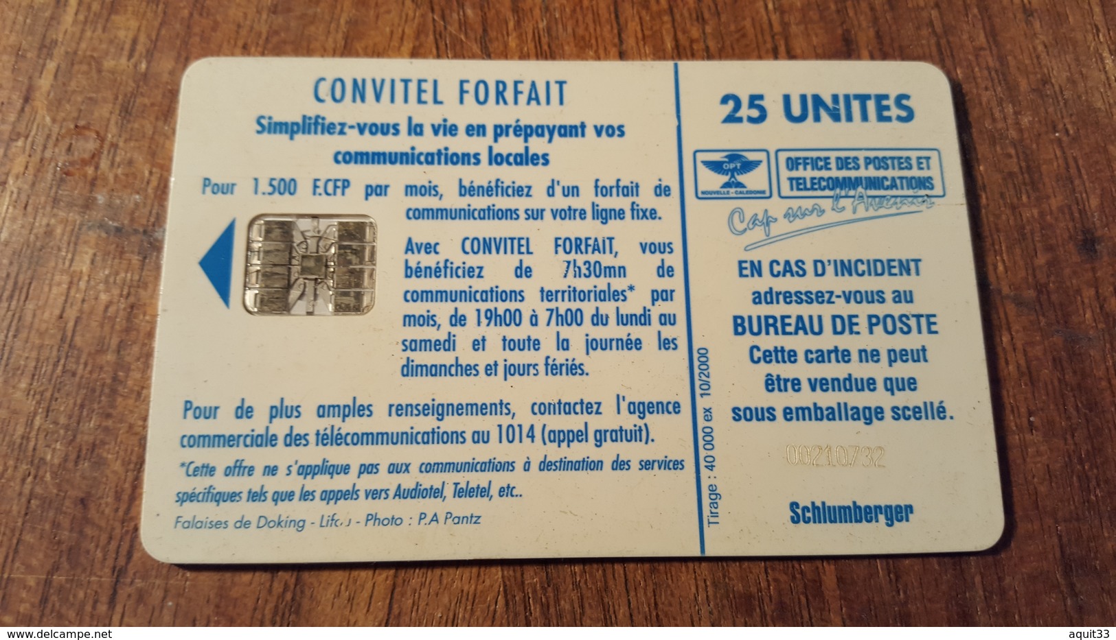 Télécarte NOUVELLE CALÉDONIE  NC77 FALAISE DE DOKING 8 NUMEROS 25UT - New Caledonia