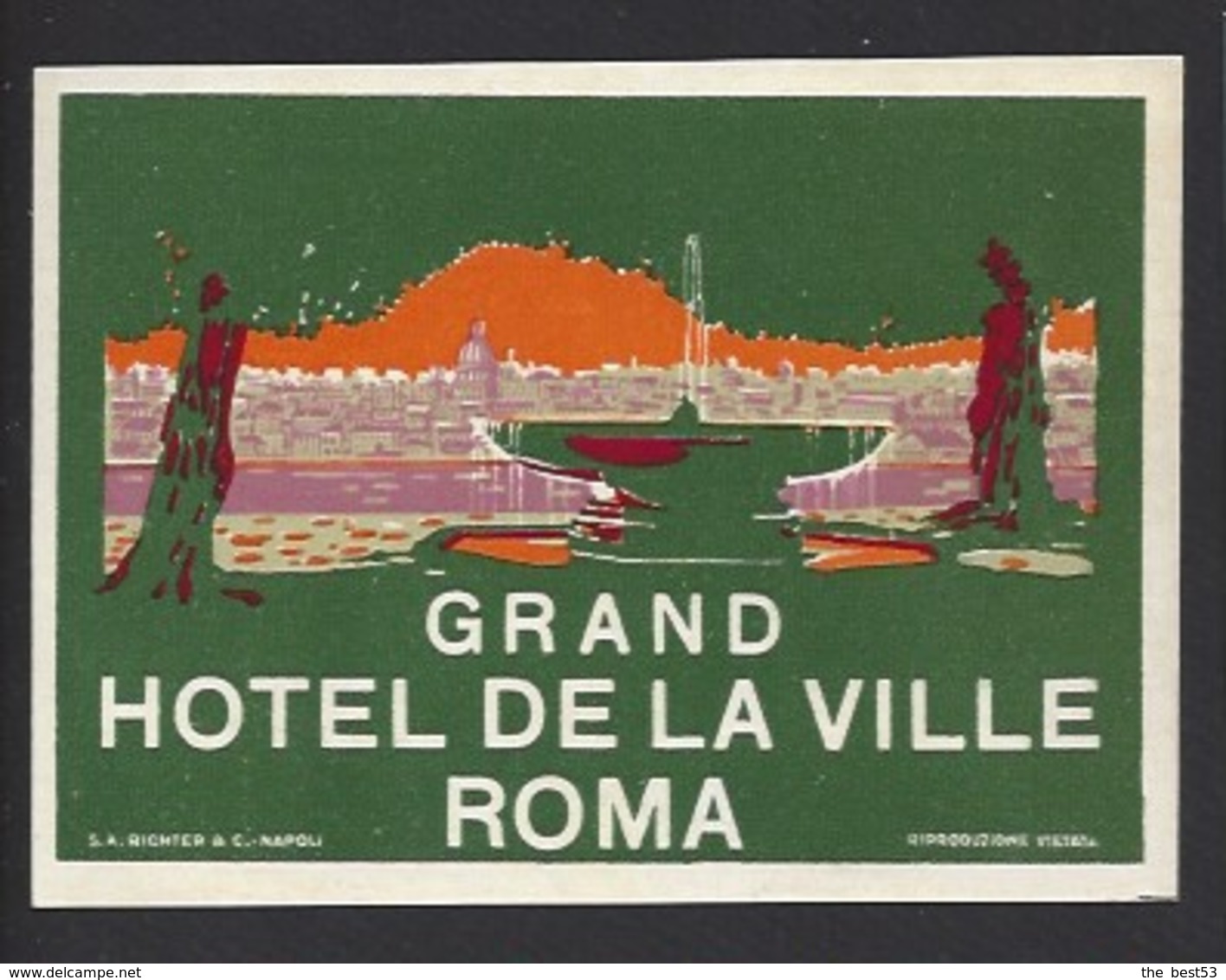 étiquette Valise  -  Hôtel De La Ville à  Roma  (Rome)   Italie - Hotel Labels