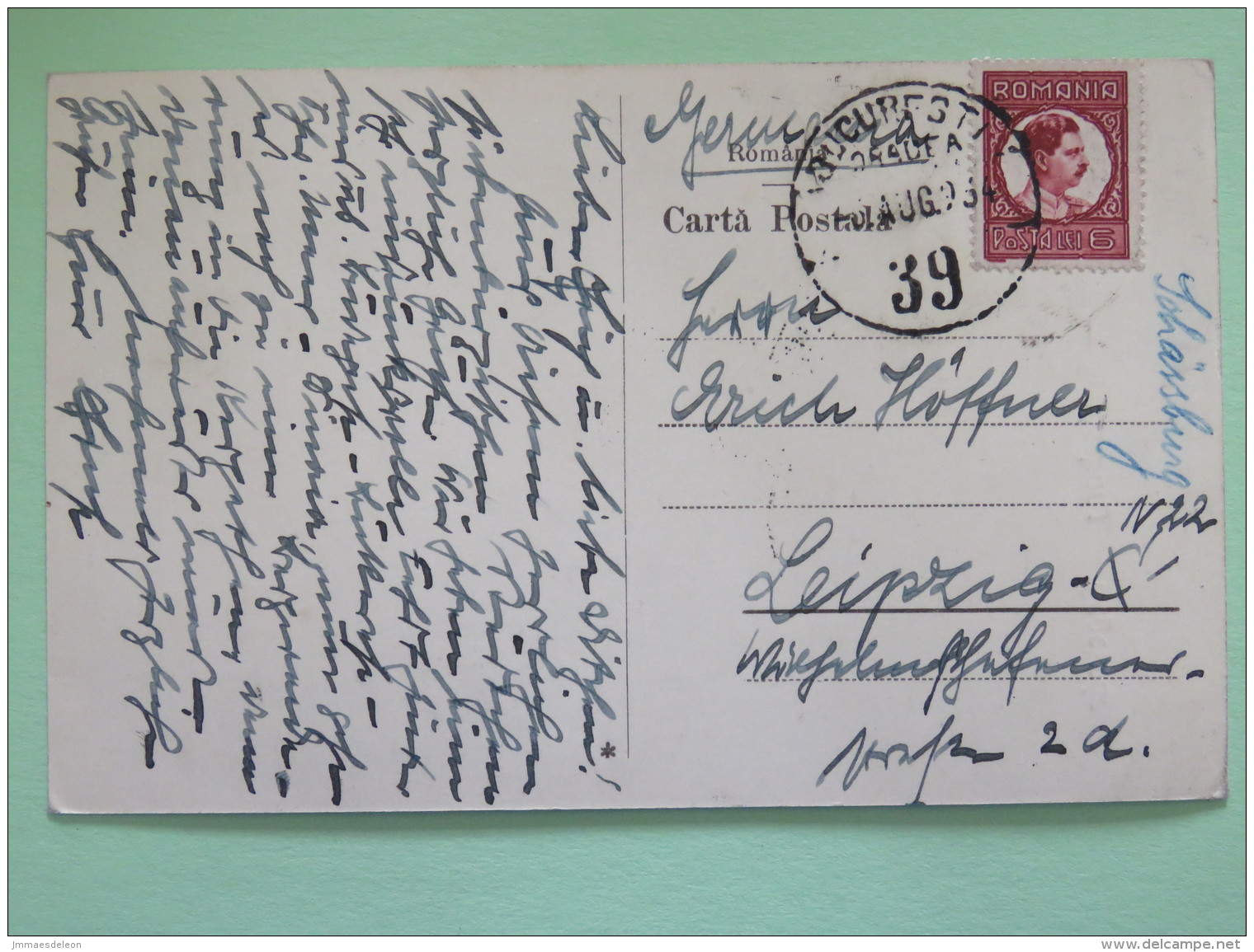 Romania 1934 Postcard ""Sighisgara"" Bucarest To Leipzig Germany - King Carol II - Lettres & Documents