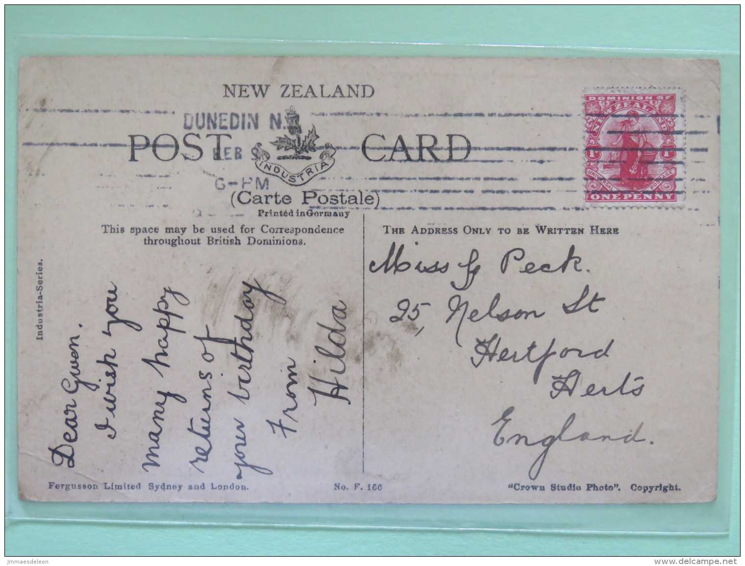 New Zealand Around 1910 Postcard ""Manawatu George"" To England - Commerce - Briefe U. Dokumente