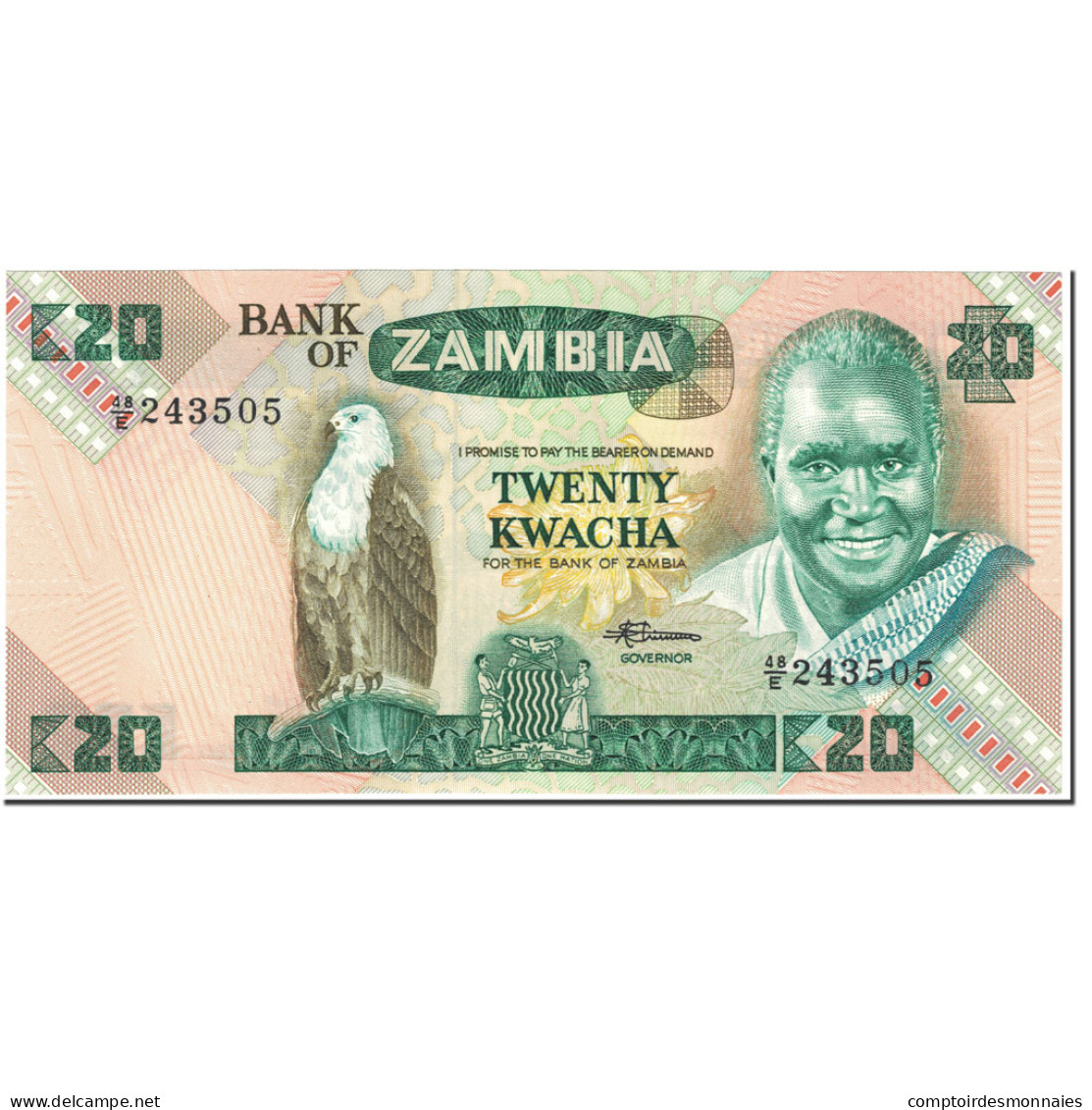 Billet, Zambie, 20 Kwacha, 1986-1988, Undated (1986-1988), KM:27e, NEUF - Zambie
