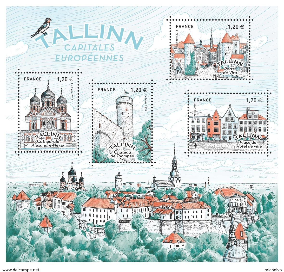 France 2018 - Yv N° F5212 ** Tallinn  (capitale De L'Estonie) - Timbres 5212/15 - Mi N° BL390 - Timbres 6987/90 - Neufs