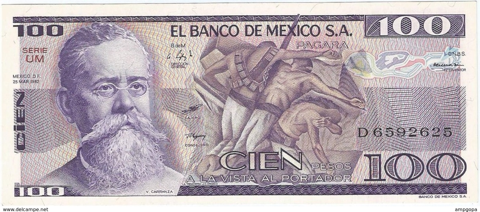 Mexico 100 Pesos 25-3-1982 UM Pick 74.c UNC - México