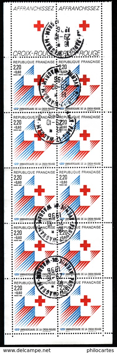 FRANCE  1980 -  Bande De Carnet  YT 2555 - Croix Rouge  - Oblitéré - Oblitérés