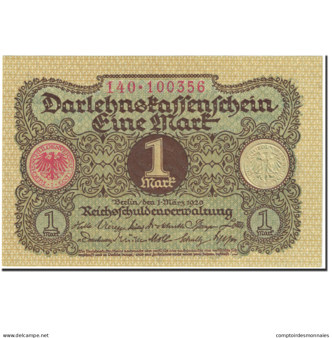 Billet, Allemagne, 1 Mark, 1920, 1920-03-01, KM:58, NEUF - Imperial Debt Administration