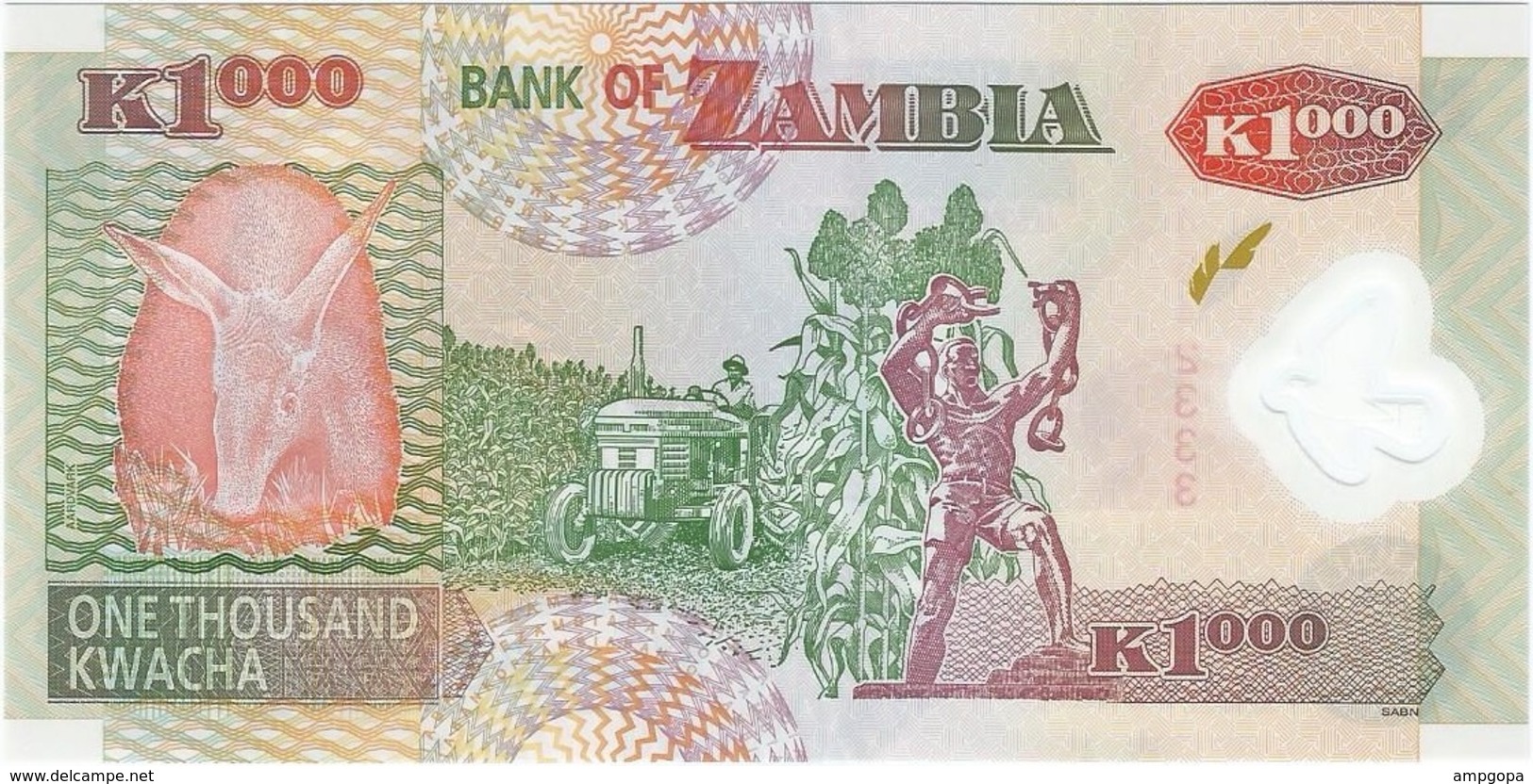 Zambia 1.000 Kwacha 2008 Polímero Pick 44.f UNC - Sambia