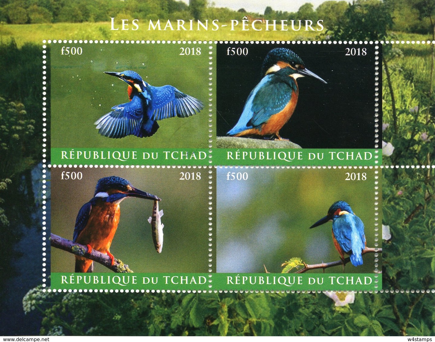 Chad 2018 CTO Kingfishers Kingfisher 4v M/S Marins-Pecheurs Birds Stamps - Other & Unclassified