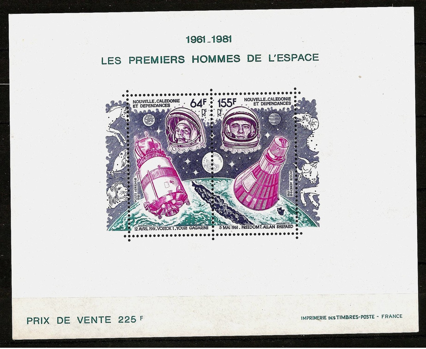 NEW CALEDONIA 1981 - 20th Anniv FIRST MAN In SPACE / Gagarin A. Shepard - Bloc 4 Mi 666-667 MNH ** Cv€18,00 V866 - Unused Stamps