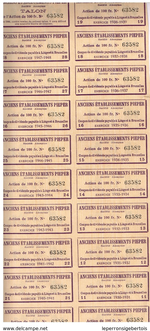 Ancienne Action - Anciens Etablissements Pieper - Titre De 1927 - Industrie