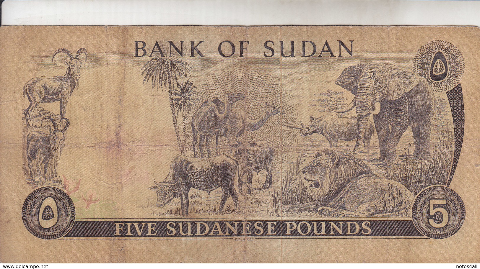 SUDAN 5 POUNDS 1975 P-14b F/VF USED PREFIX 28 */* - Soudan