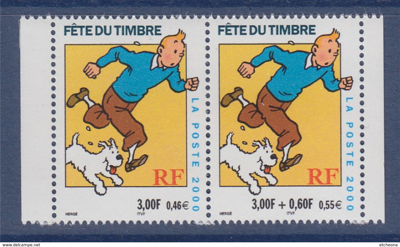 = Fête Du Timbre 2000 Tintin Et Milou D'après L'oeuvre De Hergé, Paire De Carnet N°P3304A (3304 Et 3303a) Neuf - Nuovi