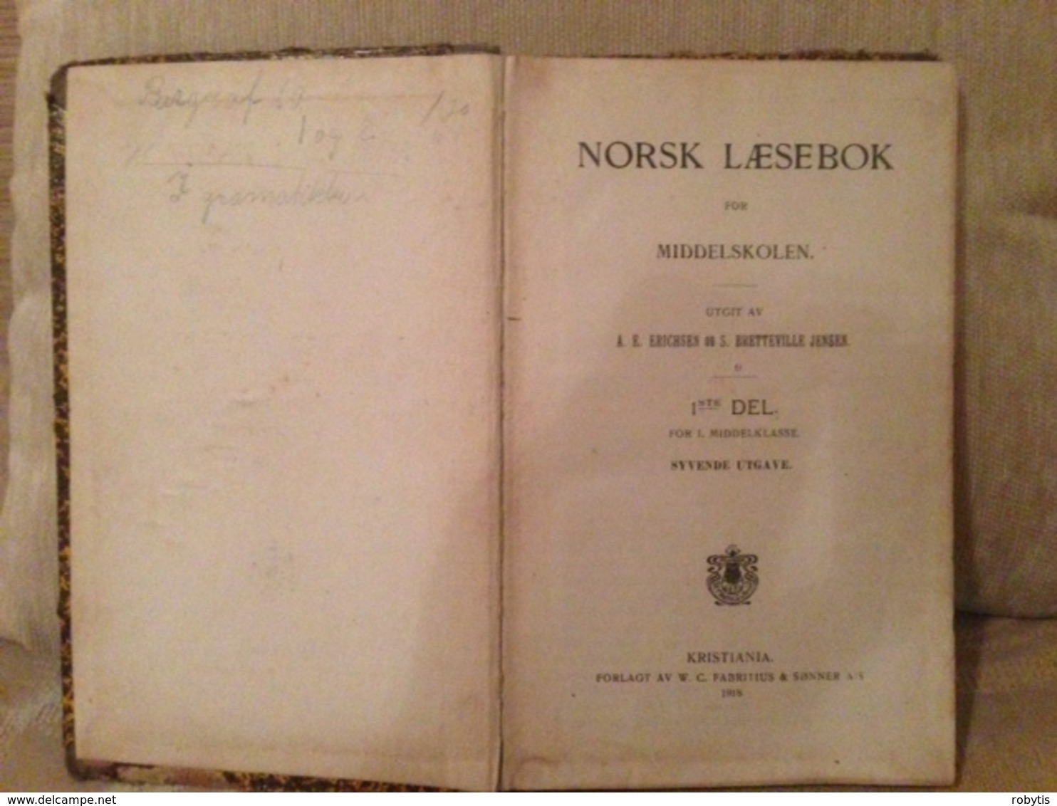 Norway 1918 Book For School Norwegian   Language - Escolares