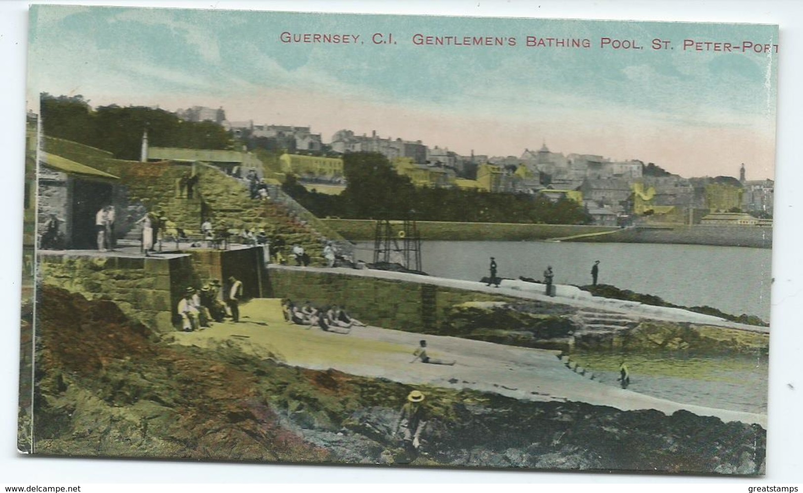 Guernsey Postcard Gentlemen's Bathing Pool St. Peter's Port Unused - Guernsey