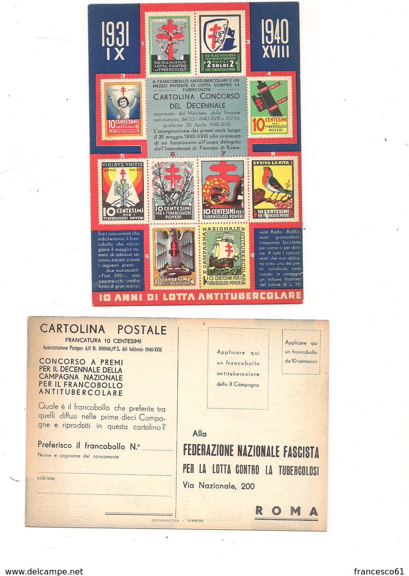 $3-5690 CAMPAGNA ANTITUBERCOLARE 1940 CONCORSO PREMI LOTTERIA - Salute