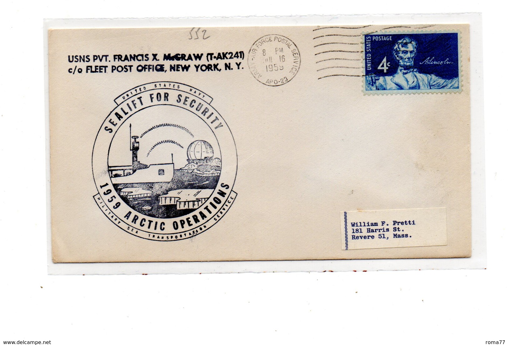 MK552 - STATI UNITI , Sealife For Security . Air Force Postal Service 1959. ARCTIC - Altri & Non Classificati