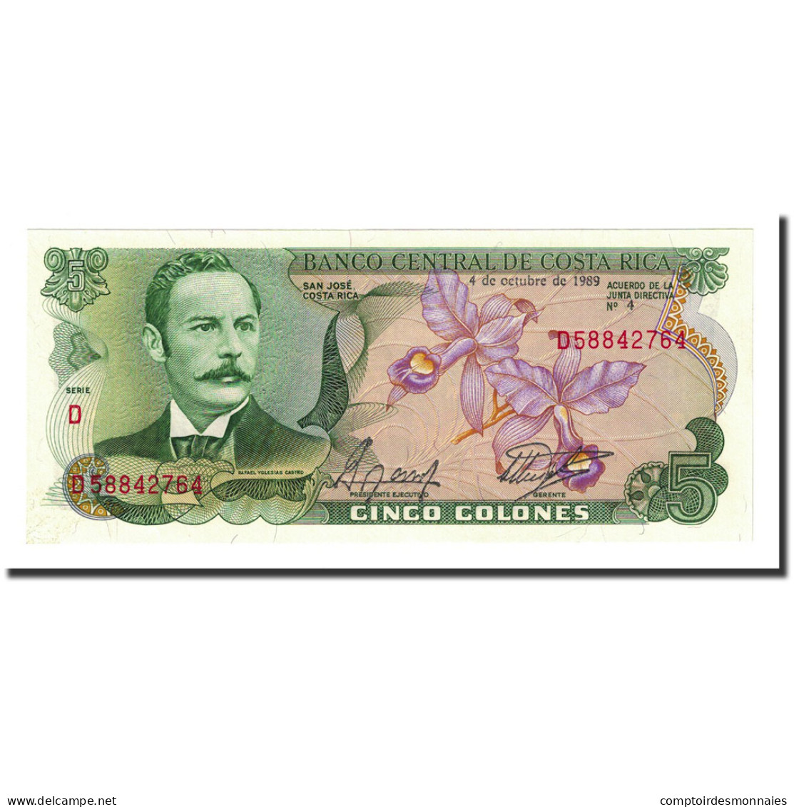 Billet, Costa Rica, 5 Colones, 1989-10-04, KM:236d, NEUF - Costa Rica