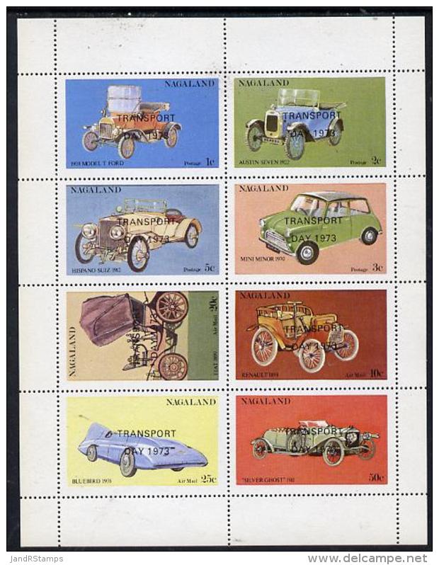 12270 Nagaland 1972 Cars #2 (opt'd Transport Day 1973) Perf  Set Of 8 Values (1c To 50c) Unmounted Mint - Cars