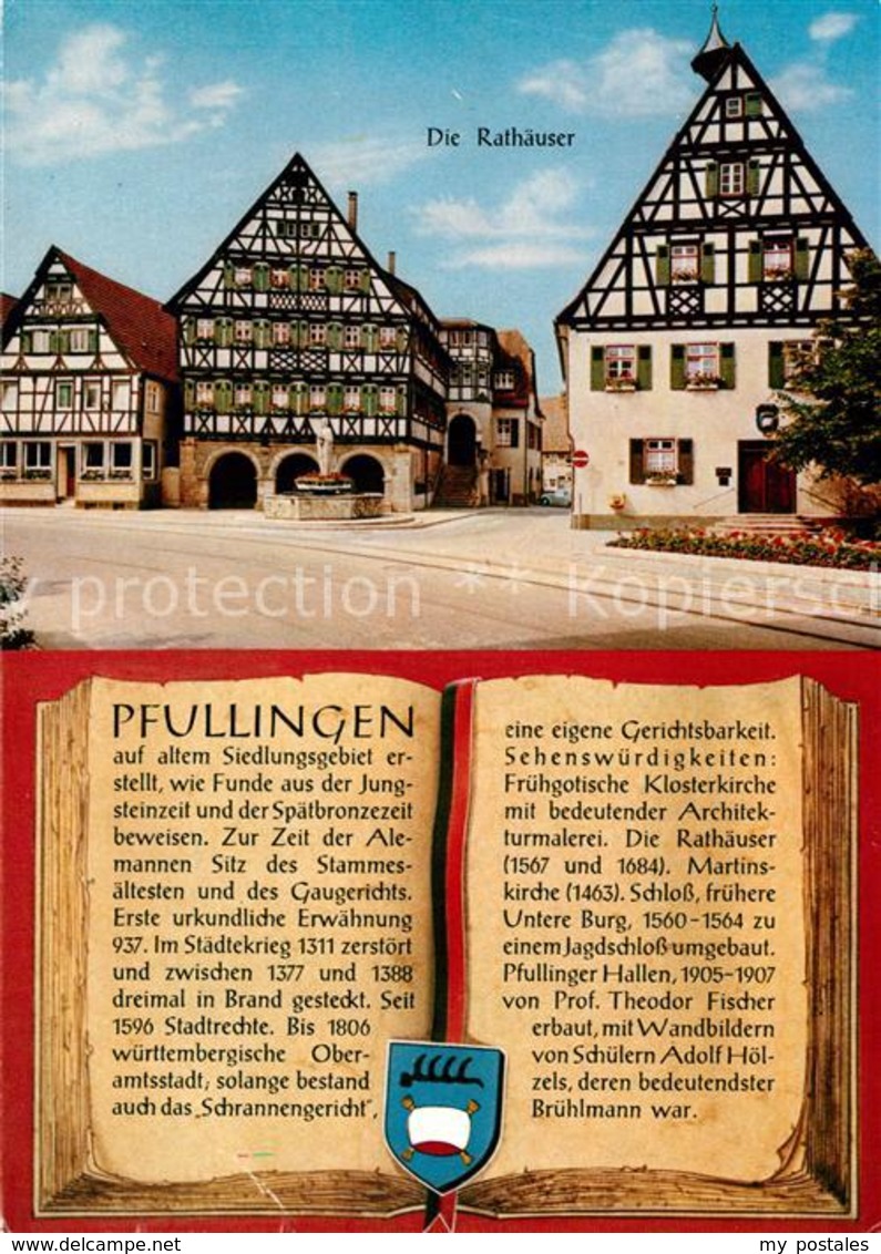 73177682 Pfullingen Die Rathaeuser Fachwerkhaeuser Chronik Wappen Pfullingen - Sonstige & Ohne Zuordnung