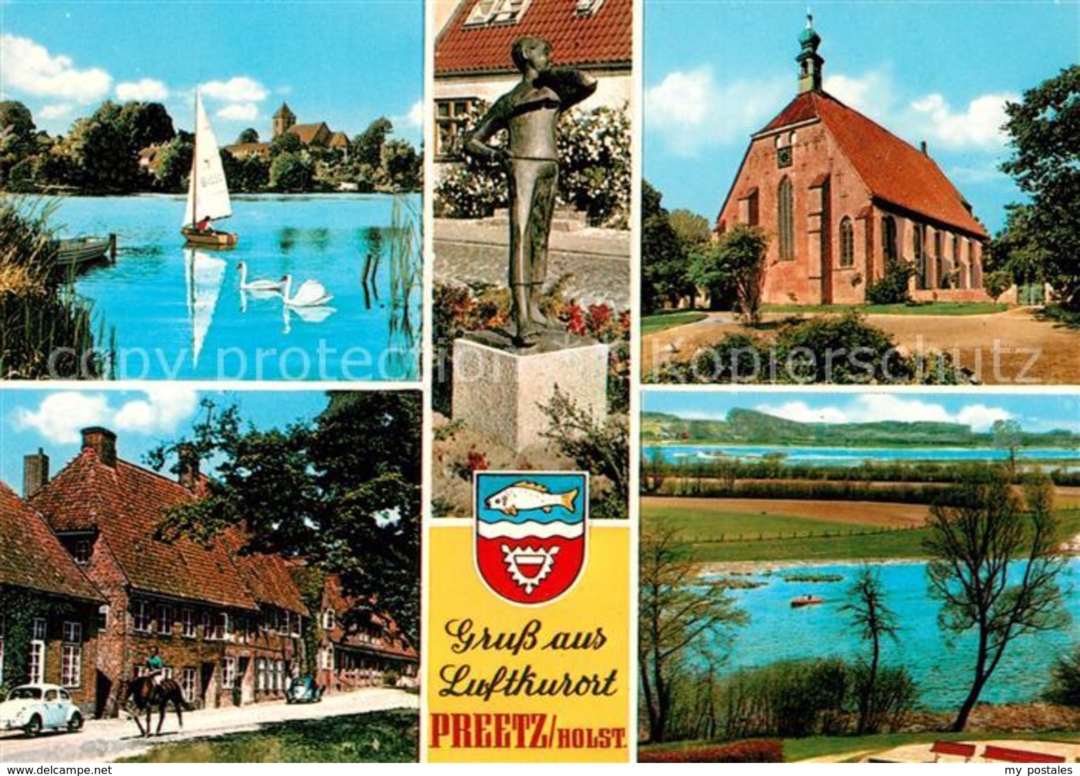 73149062 Preetz Holstein Uferpartie Am See Bauernhof Statue Kirche Landschaftspa - Preetz