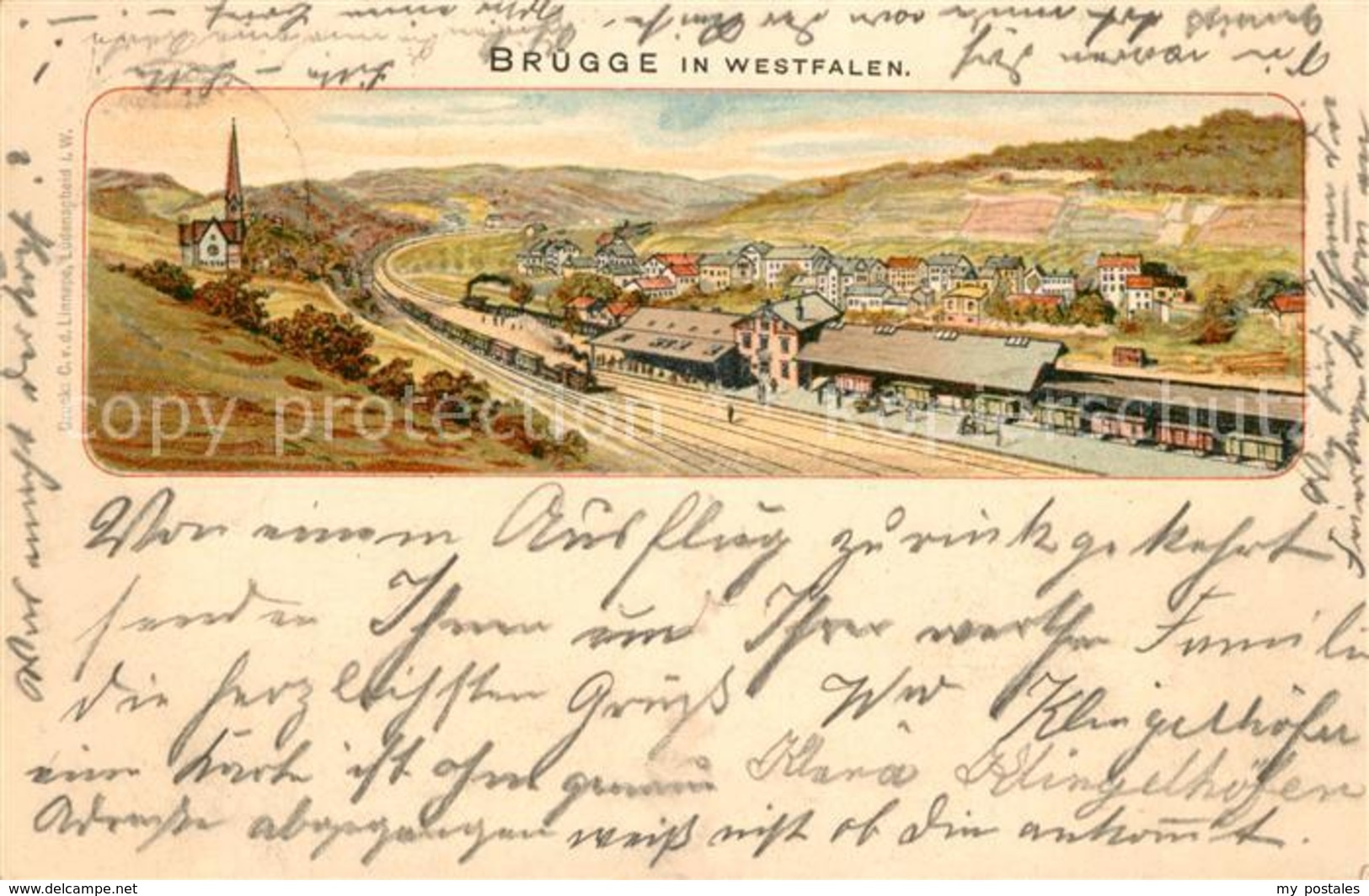 33149857 Bruegge Luedenscheid Bahnhof Litho  Bruegge - Luedenscheid