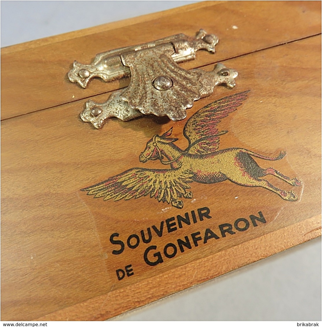 BOITE EN OLIVIER SOUVENIR DE GONFARON + Coffret Peinture Fleur Art Populaire Var Provence - Boîtes/Coffrets