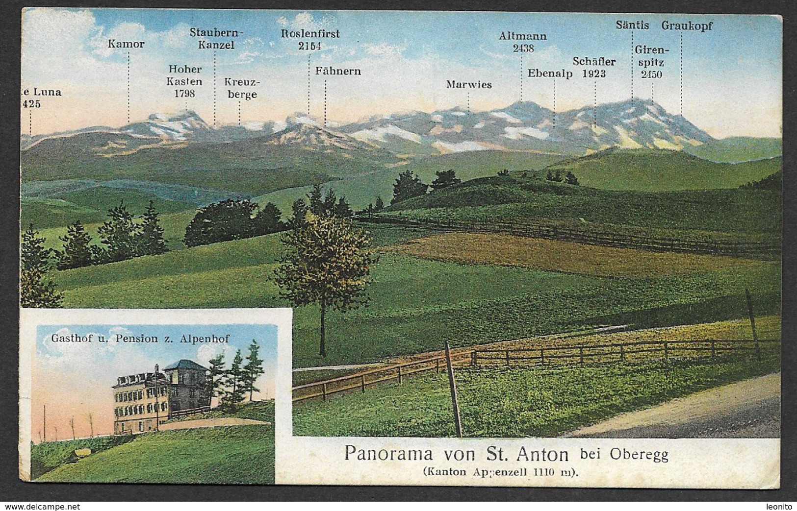 ST. ANTON AI Oberegg Gasthof Pension ALPENHOF Ca. 1920 - Oberegg