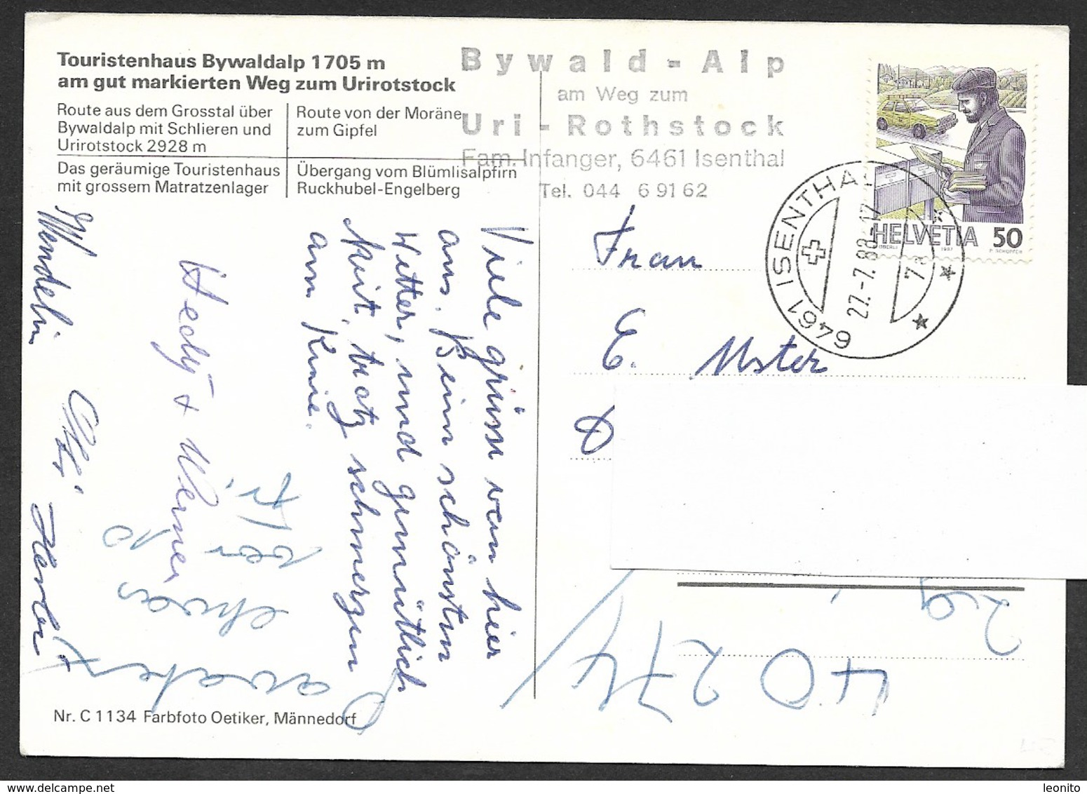 BYWALD ALP UR Touristenhaus Biwald Am Weg Zum Urirotstock Isenthal Stempel 1988 - Isenthal