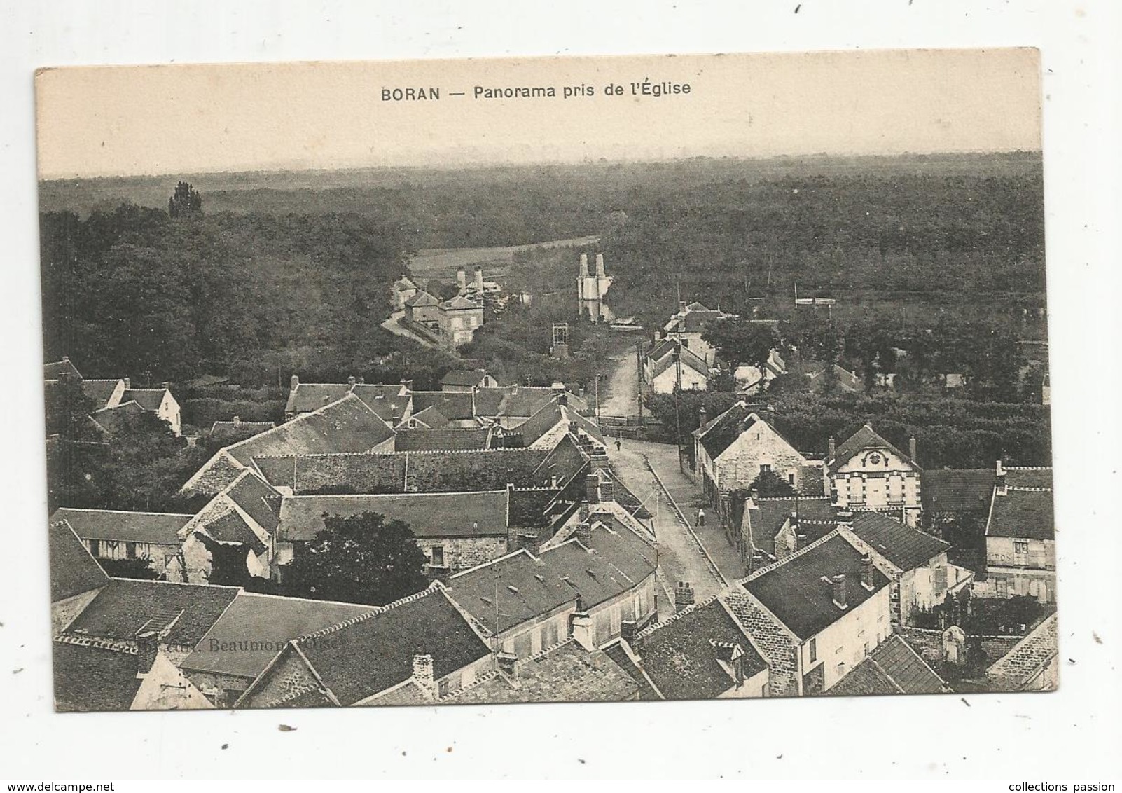 Cp, 60 , BORAN , Panorama Pris De L'église , Voyagée F.M 1915 , Cachet: Boulangerie De Campagne A-6 - Boran-sur-Oise