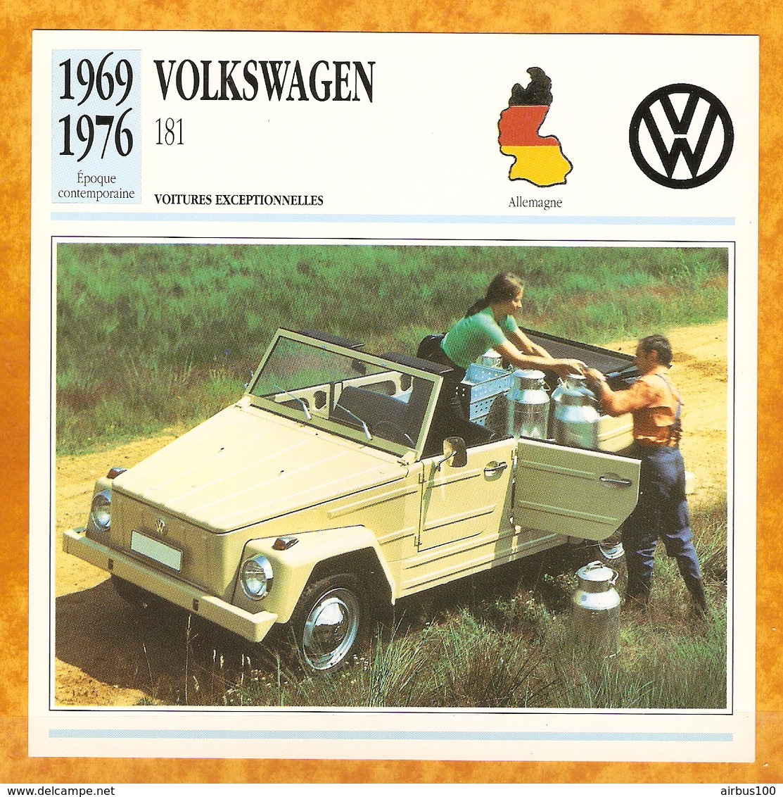 1969 ALLEMAGNE VIEILLE VOITURE VOLKSWAGEN 181 - GERMANY OLD CAR - ALEMANIA VIEJO COCHE - DEUTSCHLAND ALTES AUTO - Autos