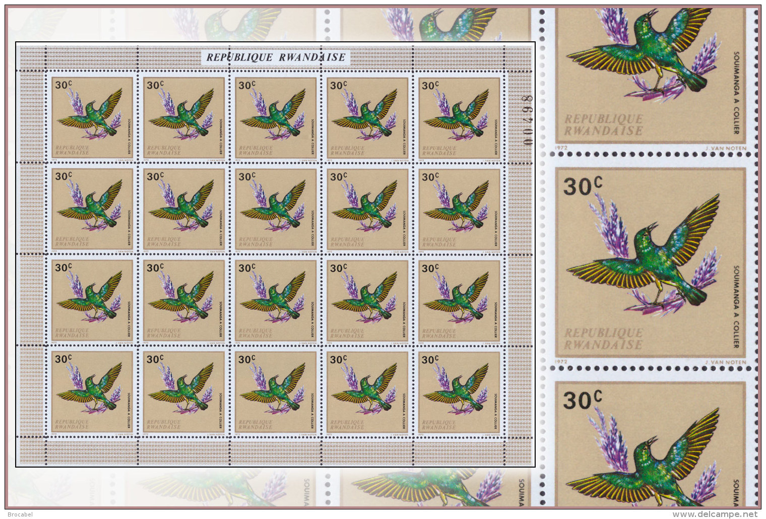 Rwanda 0465** 30c Oiseaux  Feuille/ Sheet De 20  MNH - Neufs