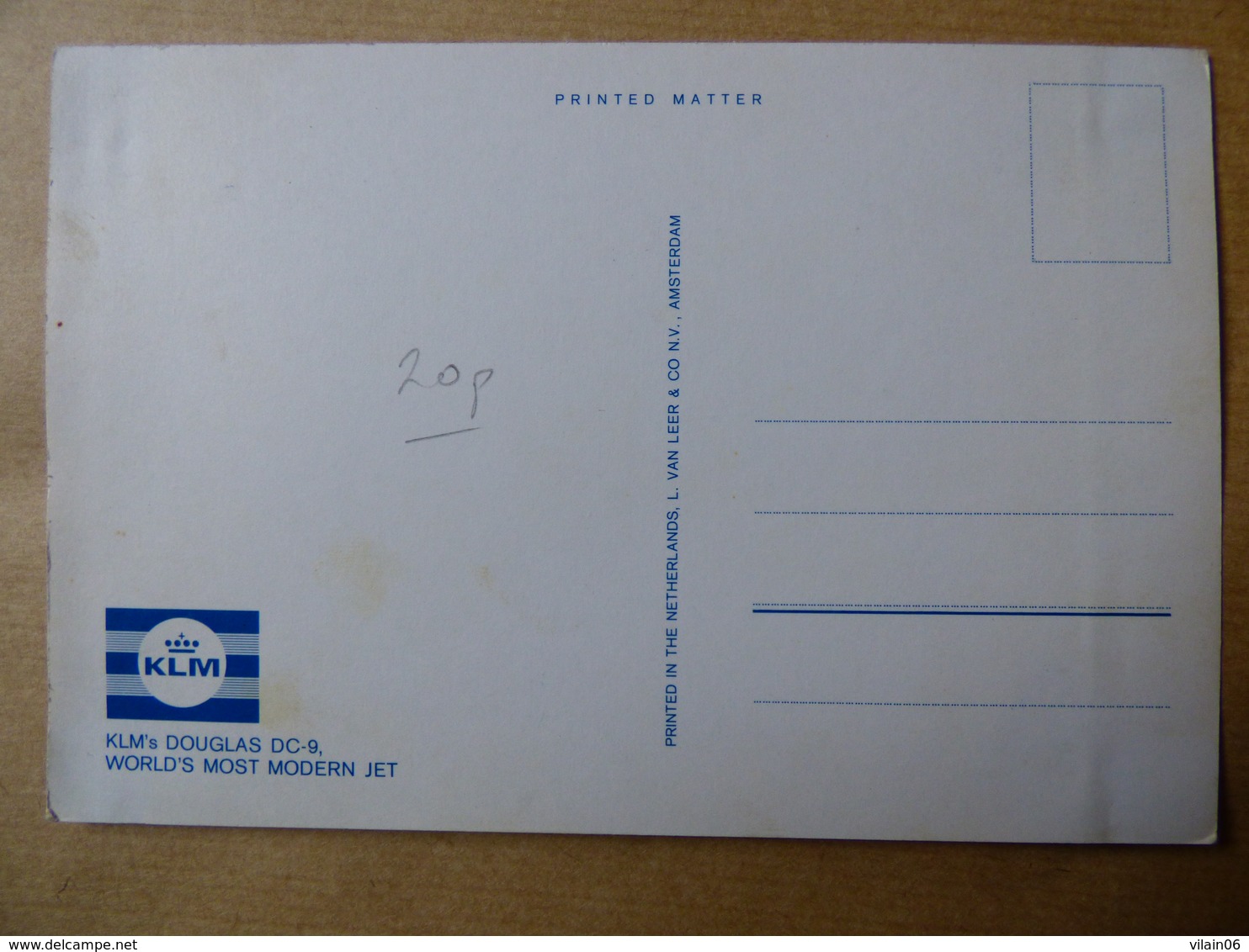 AIRLINE ISSUE / CARTE COMPAGNIE  KLM   DC 9 - 1946-....: Ere Moderne